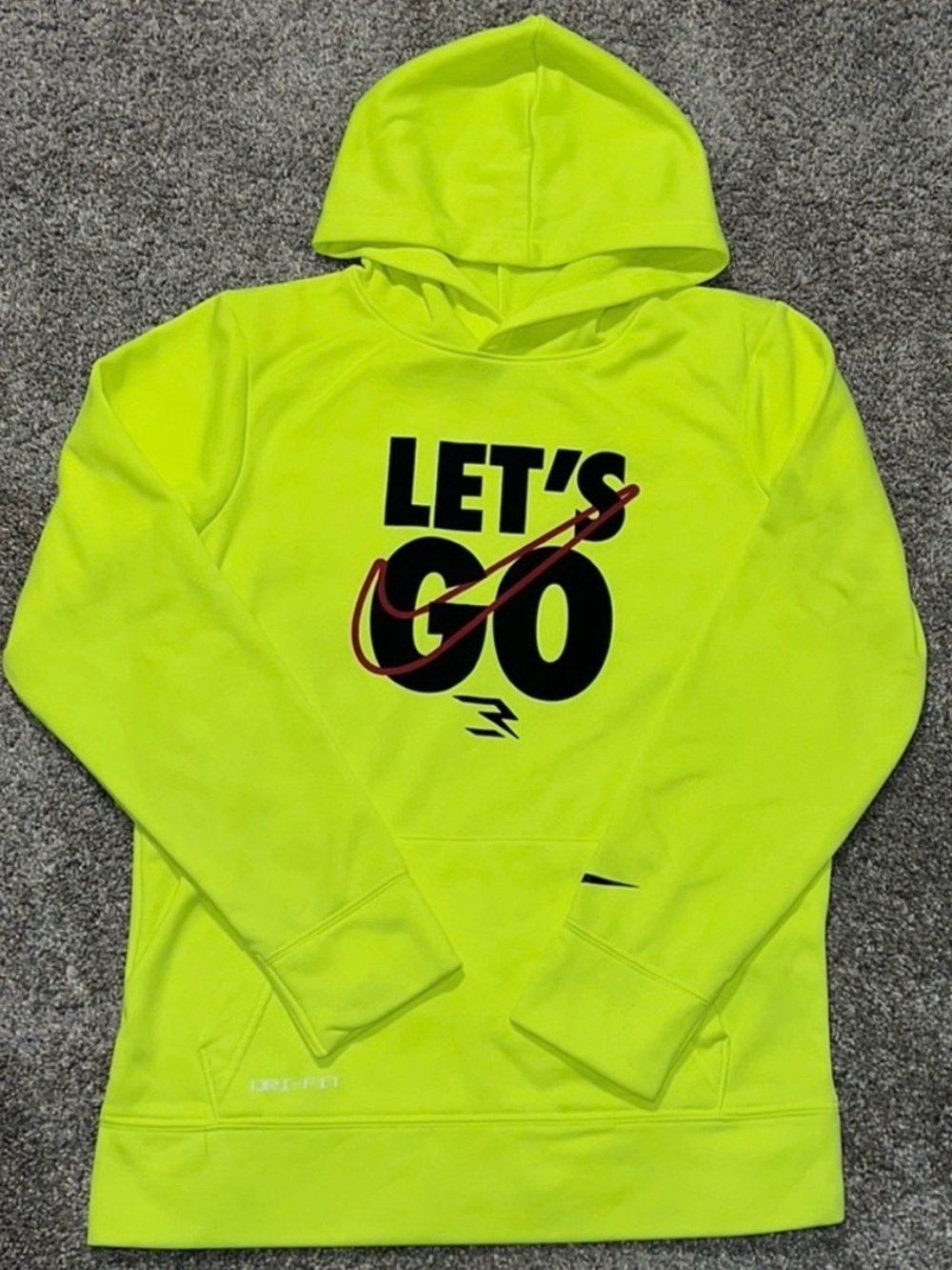 Kids Neon Green "Let's Go" Hoodie - Performance Pullover